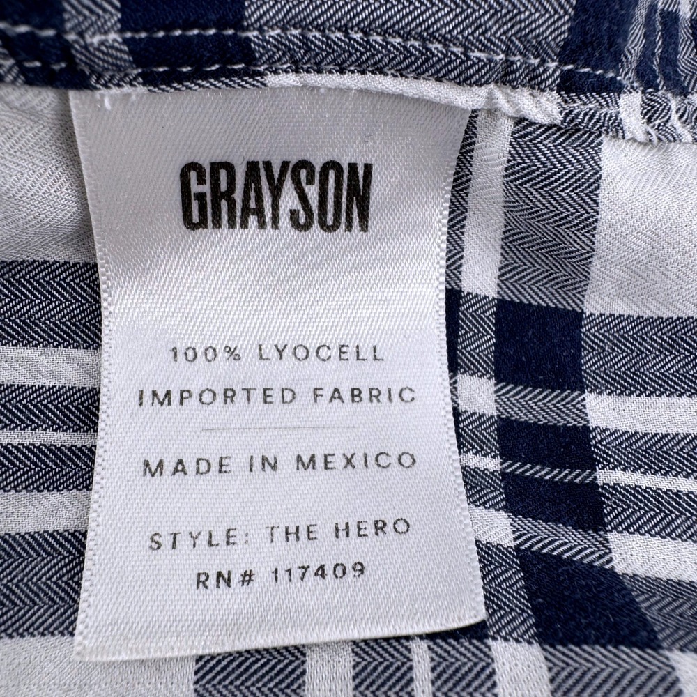 Frank & Eileen Grayson The Hero Button Down Shirt 02 Small Med Navy White Plaid - Picture 6 of 7